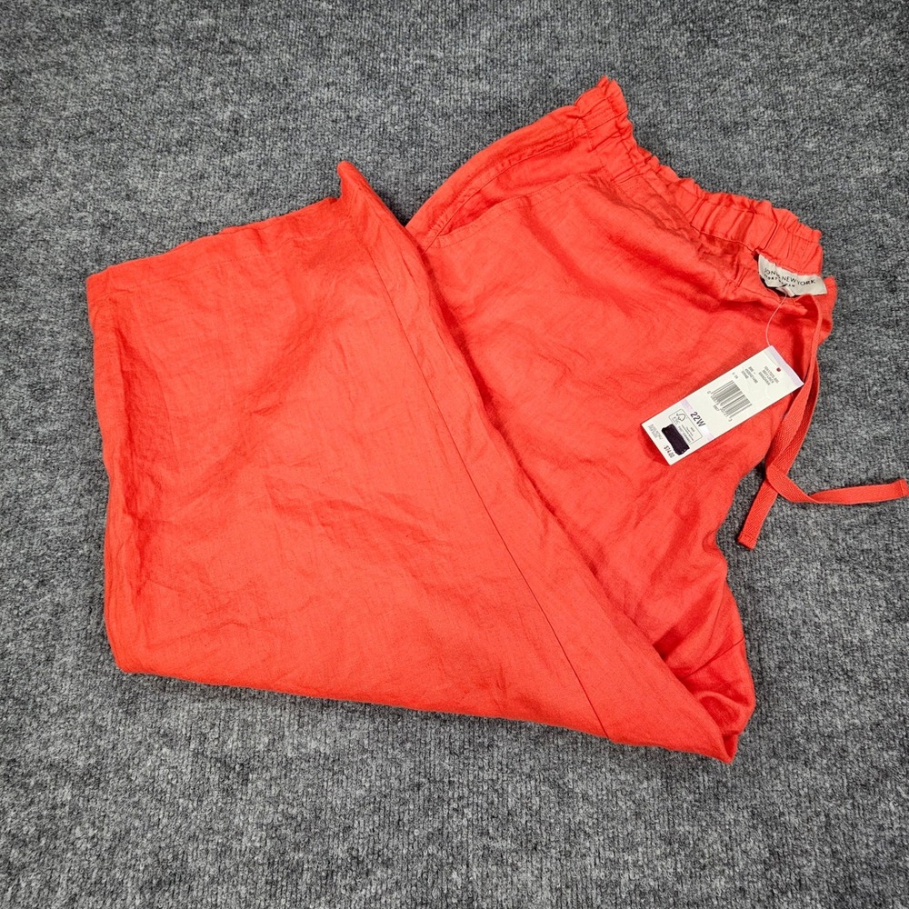 Jones New York Sport Linen Crop Pants 22W NWT Mandarin Orange Drawstring‎